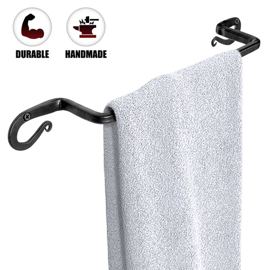 Handmade Wrought Iron Towel Holder - 14 Inch