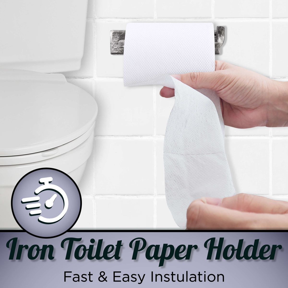 Wall Mounted Iron Toilet Paper Holder - Silver