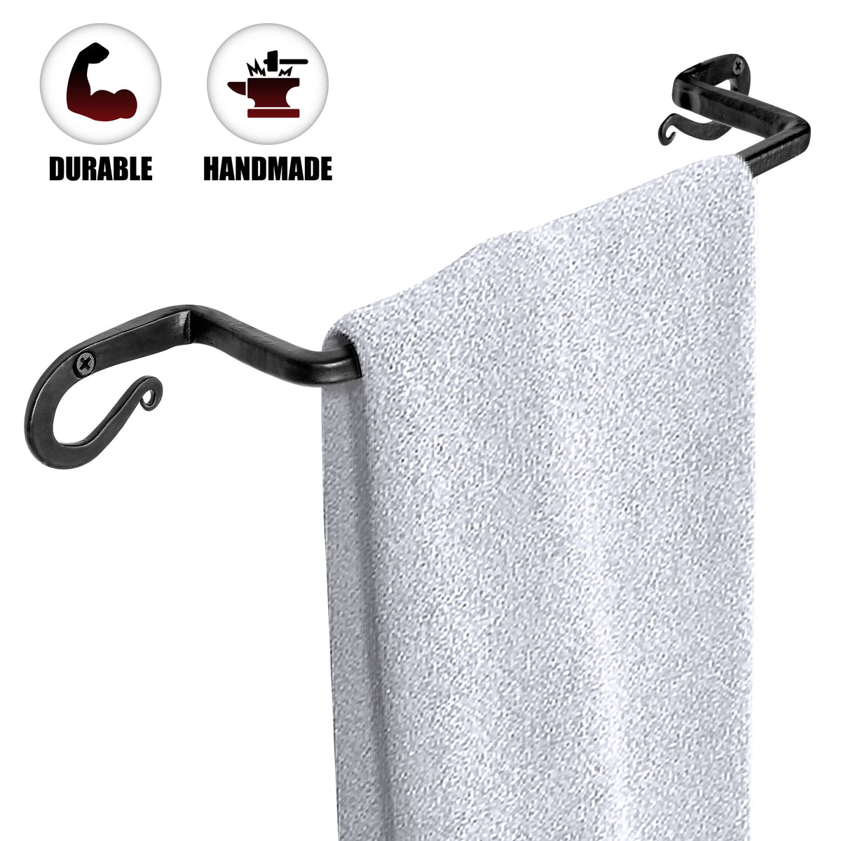 Handmade Wrought Iron Towel Holder  - 14 inch
