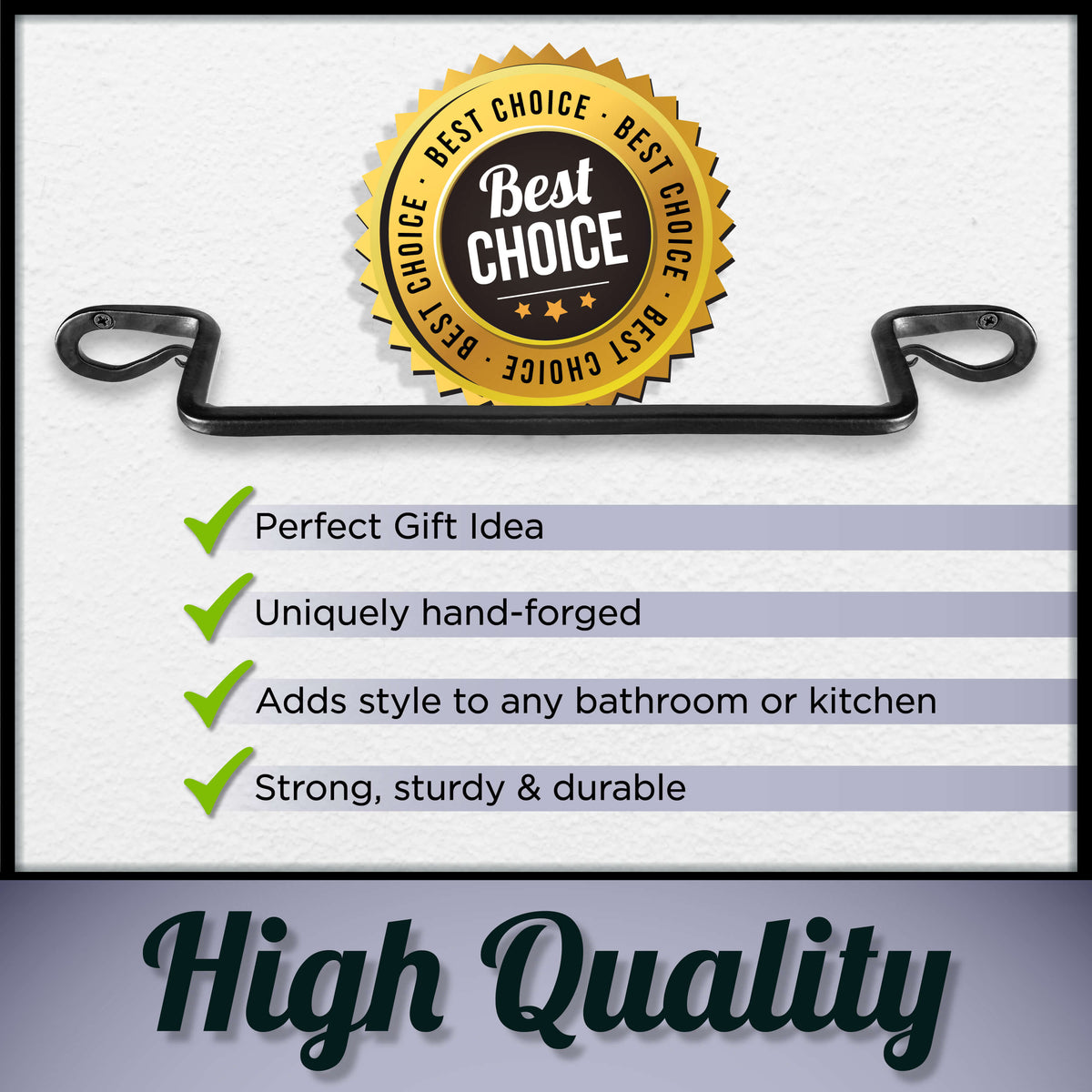 Handmade Wrought Iron Towel Holder  - 14 inch