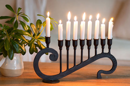 9 Candle Handmade Iron Chanukah Menorah  