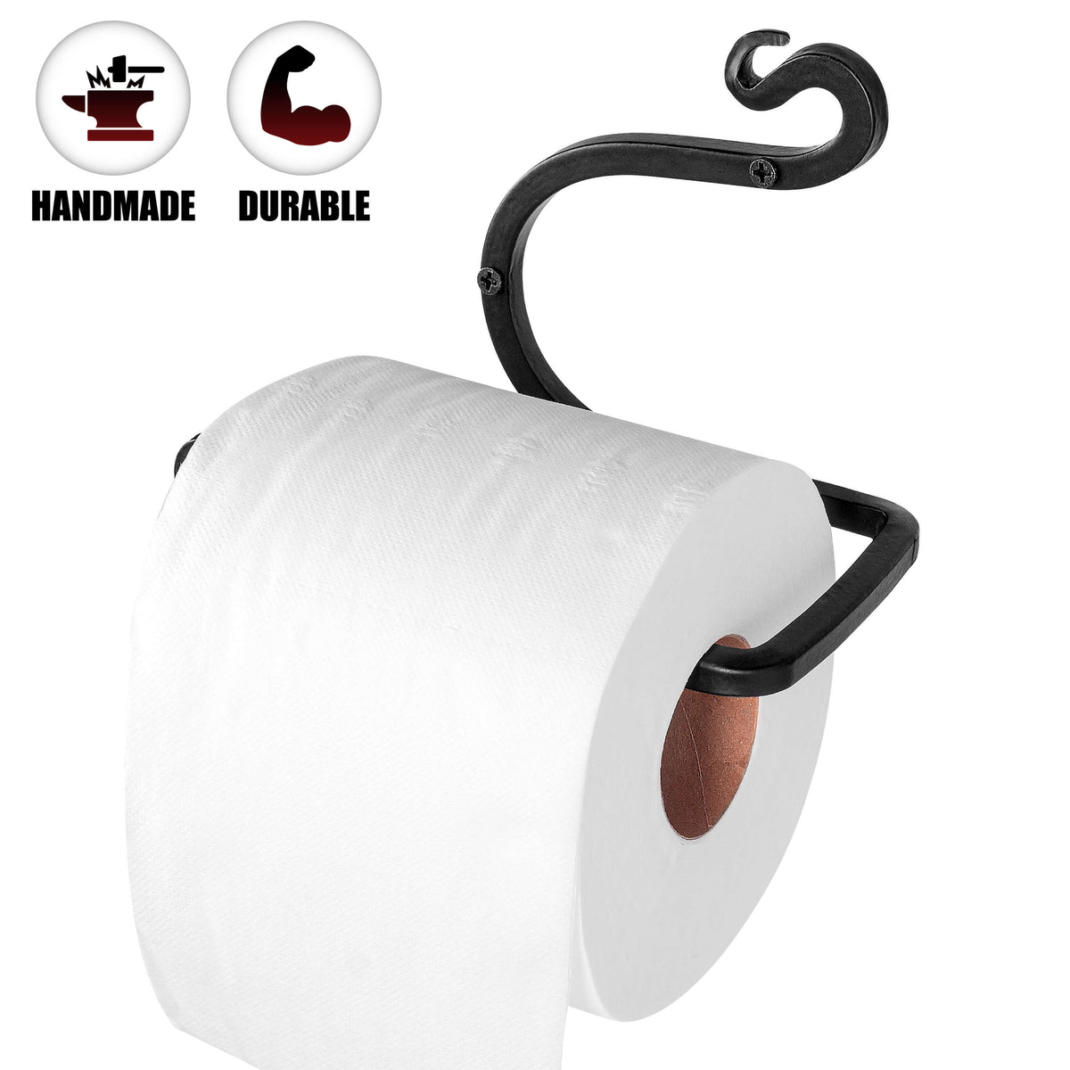 Wrought Iron Wave Design Blacksmith Handmade Wall Mounted Toilet Paper Holder
