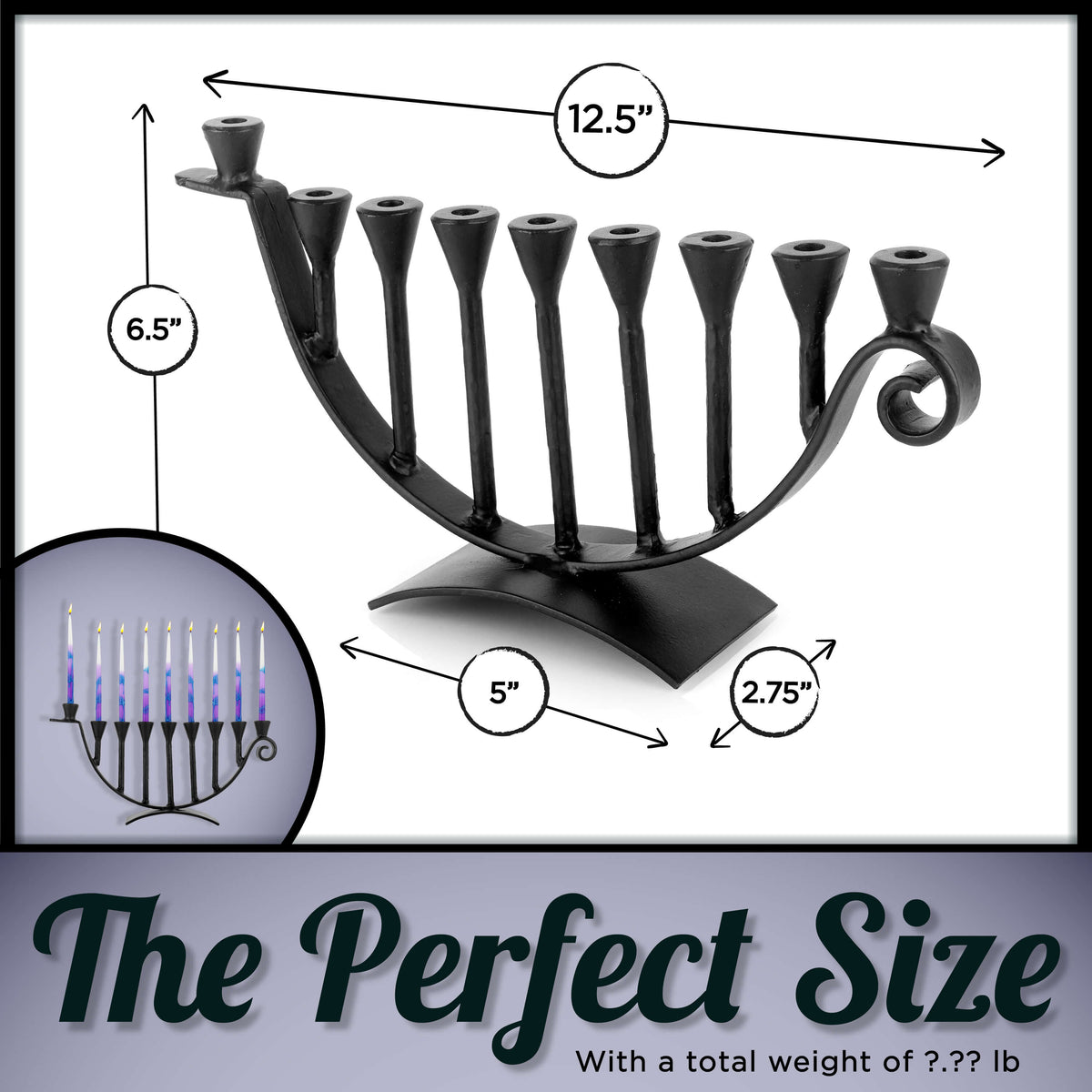 Menorahs for Hanukkah - 9 Candle Handmade Iron Chanukah Menorah