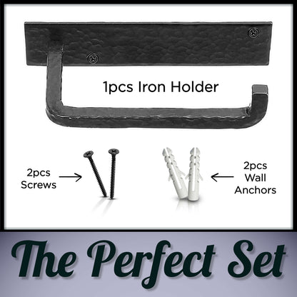 Wrought Iron Wall Mounted Toilet Paper Holder  - Black