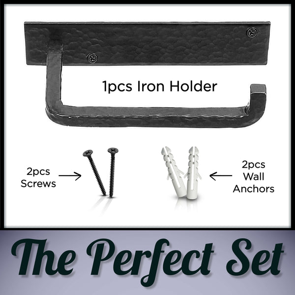 Wall Mounted Iron Toilet Paper Holder  - Black
