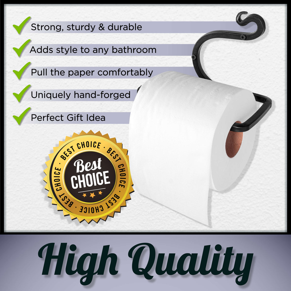 Wrought Iron Wave Design Blacksmith Handmade Wall Mounted Toilet Paper Holder
