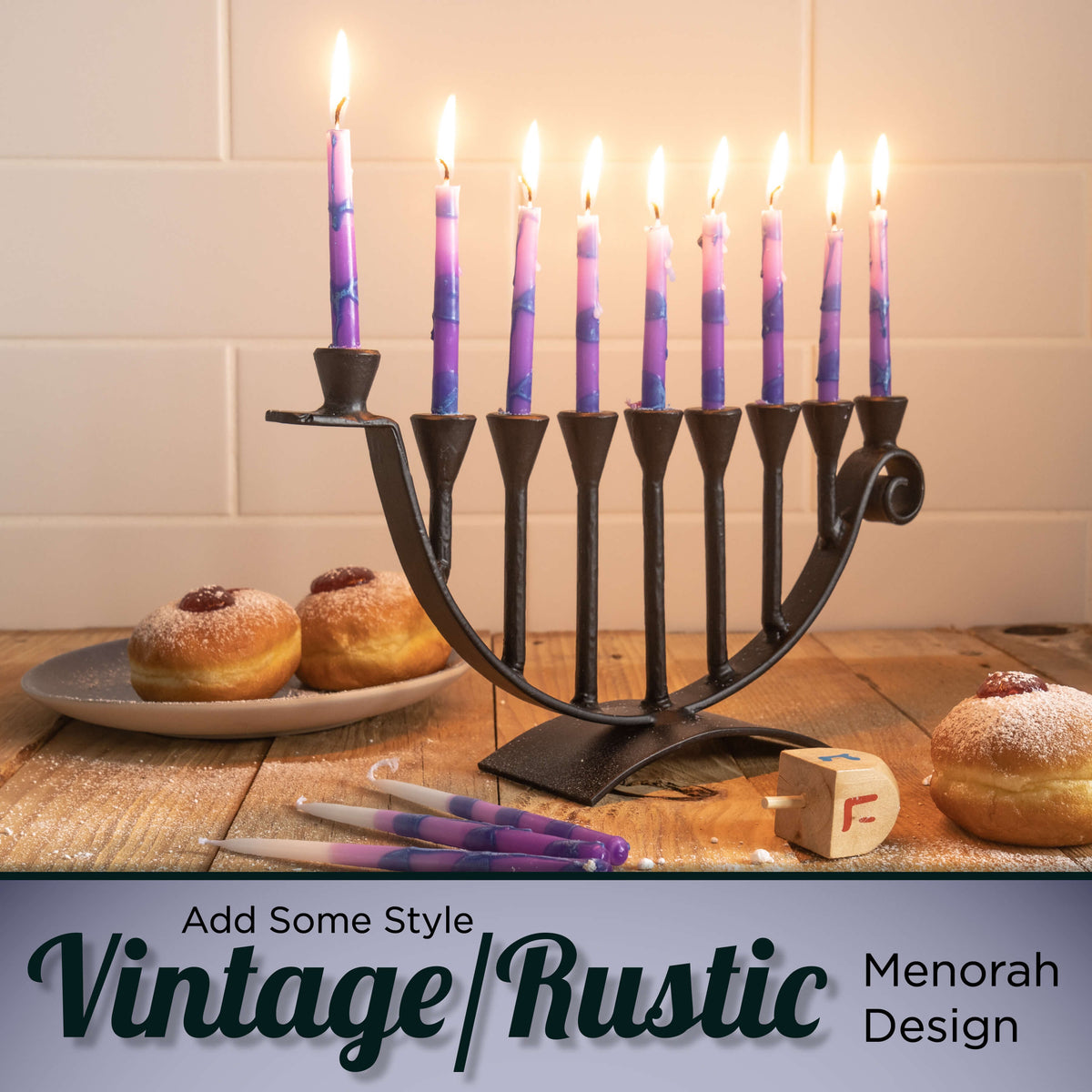 Menorahs for Hanukkah - 9 Candle Handmade Iron Chanukah Menorah